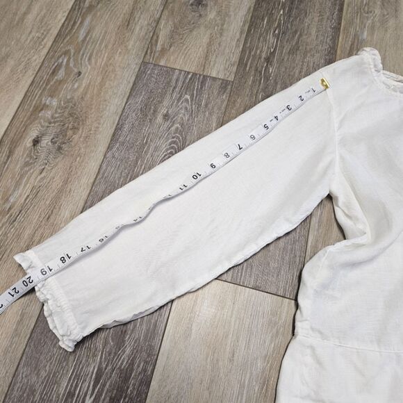 Eddie Bauer Vintage 100% Linen Peasant Blouse White Button Up Woman's Small - Picture 6 of 8